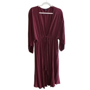 American Eagle Duster Maroon with Tassels Open Front Size L/XL